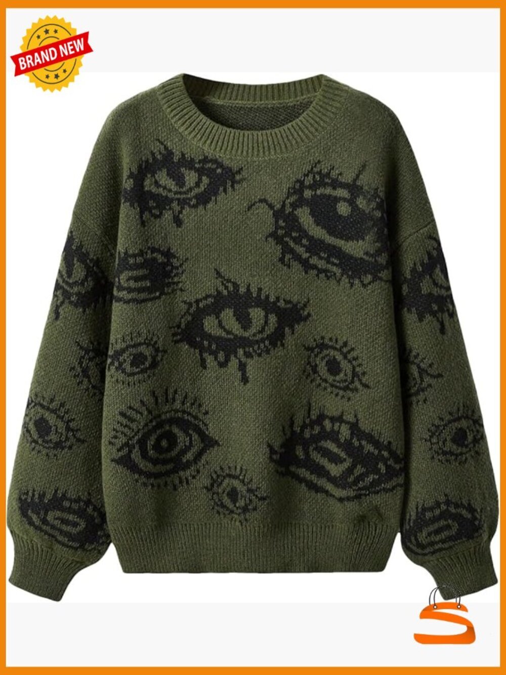 Women's Plus Size Gothic Punk Graphic Pullover Sweater Long Sleeve Knit Top